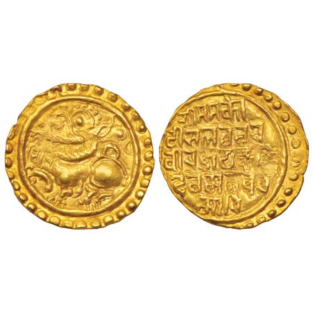 Kadambas of Goa, gold gadyana of Jayakesi III (1186-1213 AD), cyclic year 'Angira', 4.39g.