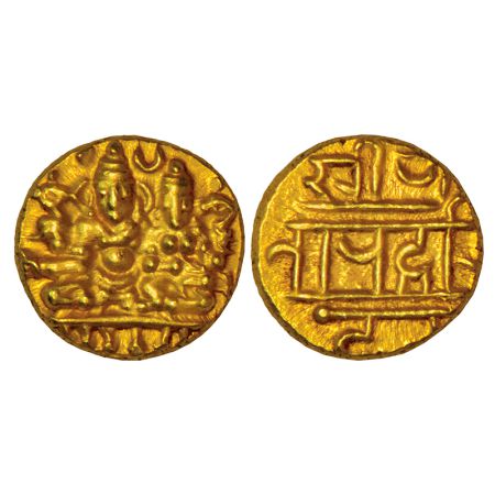 Vijayanagar, Sangama Dynasty, gold ½ pagoda of Hari Hara II (1377-1404 AD), MCSI I.412-414