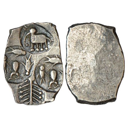 Archaic silver punch-marked coin, Godavari Valley region, usually attributed to 'Ashmaka J