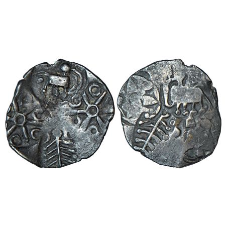 Archaic silver punch-marked coin, Godavari Valley region, usually attributed to 'Ashmaka J