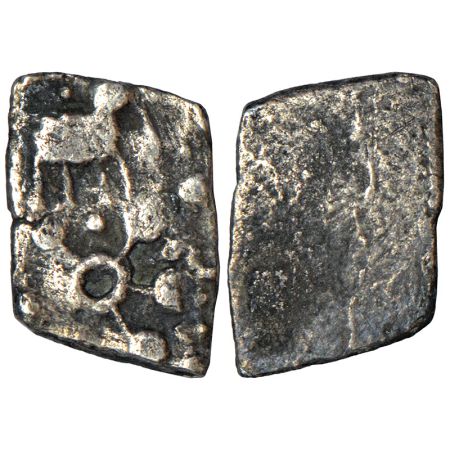 Archaic silver punch-marked coin, Godavari Valley region, usually attributed to 'Ashmaka J