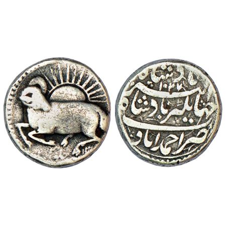 Jahangir (1605-1627 AD), silver zodiacal rupee, 'Aries' sign, Ahmadabad mint, AH 1027/RY 1