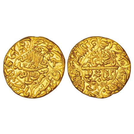 Shah Jahan (1628-1658 AD), gold mohur, Akbarabad mint, AH 1057/RY 21, KM 258.1, 10.82g. Ob