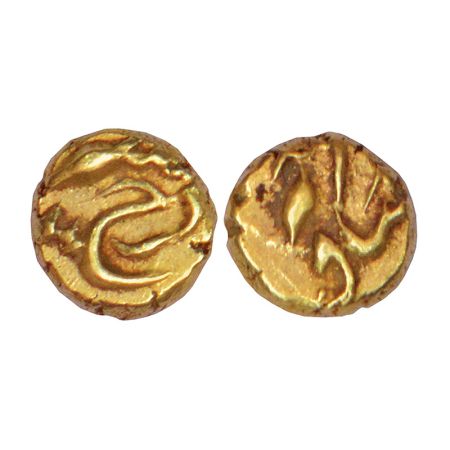 Farrukhsiyar (1713-1719 AD), gold fanam, Ganjikot mint, unlisted in KM, 0.36g. Very fine+,