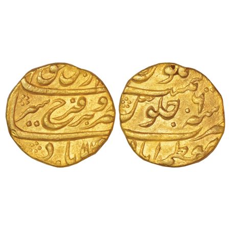Farrukhsiyar (1713-1719 AD), gold mohur, Muazzamabad mint, AH 112(9)/RY 6, KM 390.22, 10.9