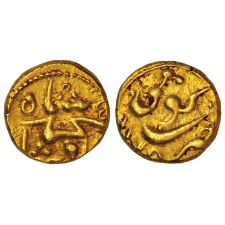 Muhammad Shah (1719-1748 AD), gold pagoda, Guti mint (fully visible), KM E440.2, 2.72g. Ex