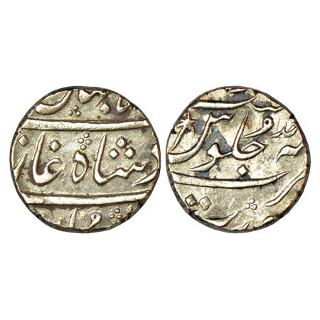 Shah Jahan III (1759-1760 AD), silver rupee, Surat mint, RY Ahd, KM 475.4, 11.47g. Very fi