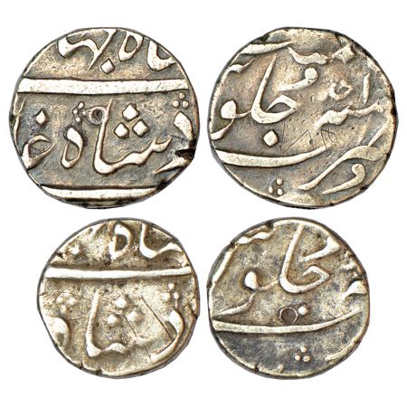 Shah Jahan III (1759-1760 AD), silver rupee and ½ rupee, Surat mint, RY Ahd, KM 475.4, 11.