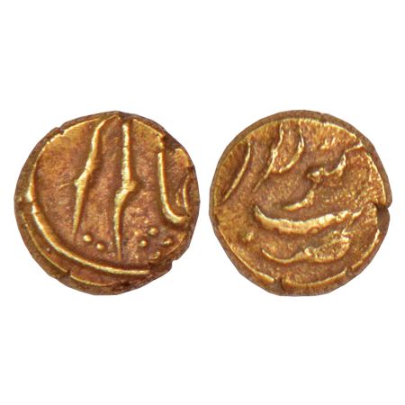 Maratha Confederacy, gold fanam, Kolar mint, in the name of Alamgir II, M&W T2, 0.38g. Ver