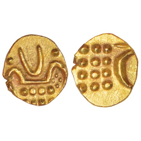 Mysore, Haidar Ali (1761-1782 AD), Malabar coast issue, gold fanam, Herrli 1.13.01-05, 0.3