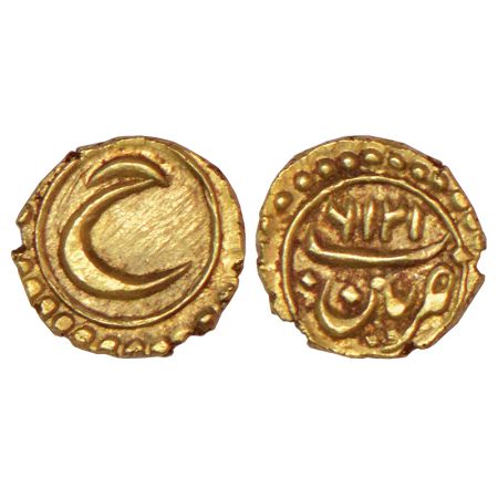 Mysore, Tipu Sultan (1782-1799 AD), gold fanam, Pattan mint, AM 1226, Persian 'He' on obve