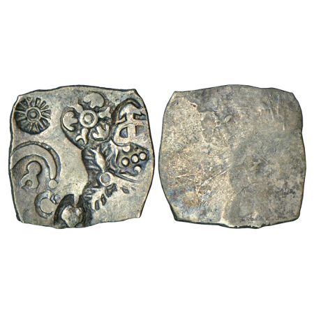 Imperial Magadhan silver punch-marked Karshapana coin (400-350 BC), GH series I, No. 235, 