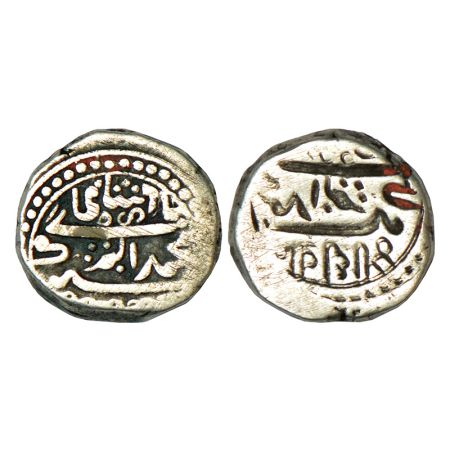 Junagadh, Bahadur Khan (1811-1840 AD), silver kori, brockage (lakhi) on reverse, KM 23, 4.