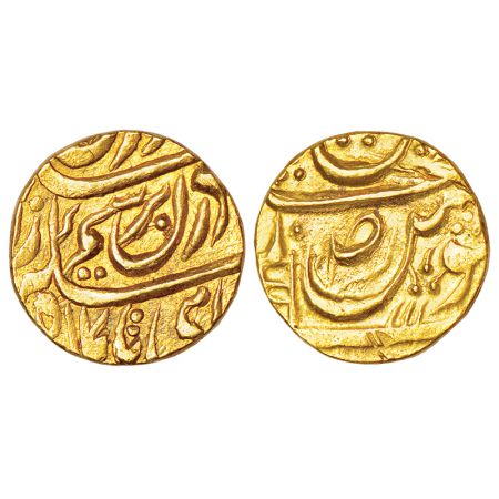 Patiala, Rajendra Singh (1876-1900 AD), gold mohur, in the name of Ahmad Shah Durrani, ND,
