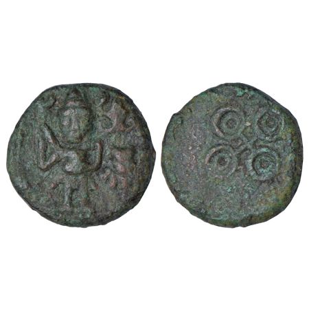 Ancient Malwa, Ujjain region, post-Mauryan uninscribed die-struck copper coin, 'standing m