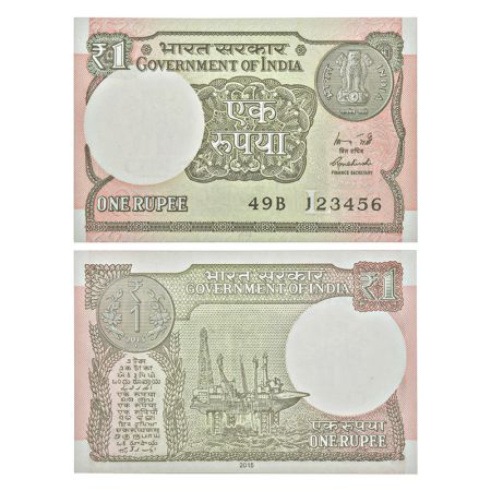1 rupee, fancy number, 2015, signed by Rajiv Mehrshi, inset 'L', serial no.: 49B 123456. U