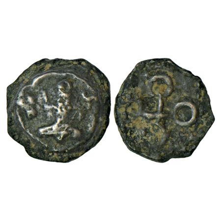 Ancient Malwa, Ujjain region, uninscribed die-struck coinage, 'seated goddess' type, bevel