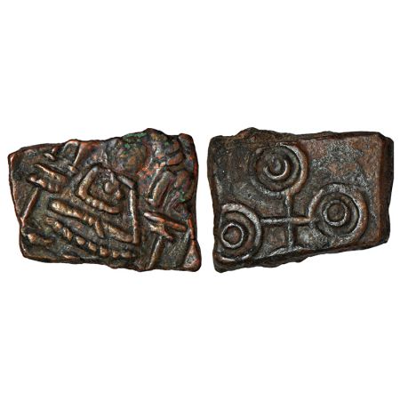 Ancient Malwa, Ujjain region, post-Mauryan uninscribed die-struck copper coin, 'Gajalakshm
