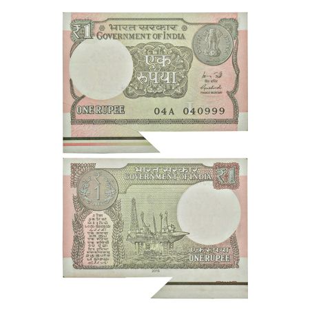 1 rupee, misprint, 2015, signed by Rajiv Mehrishi, inset 'L' serial no.: 04A 040999, extra
