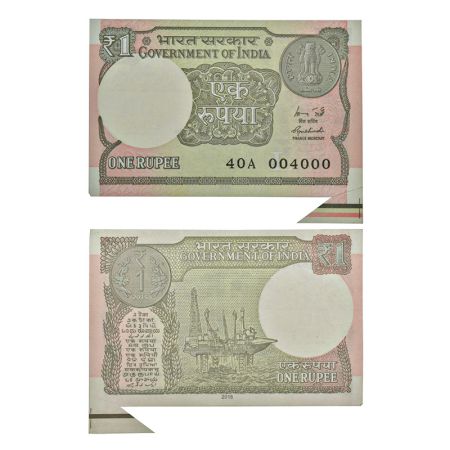 1 rupee, misprint, 2015, signed by Rajiv Mehrishi, inset 'L' serial no.: 40A 004000, extra