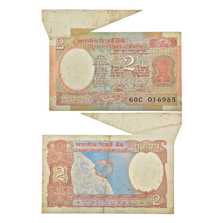2 rupees, misprint, Aryabhatta series, ND (1985-1990), signed by R.N. Malhotra, inset 'B',