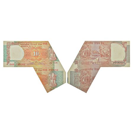 10 rupees, misprint, Shalimar Garden series, ND (1992-1997), signed by C. Rangarajan, inse