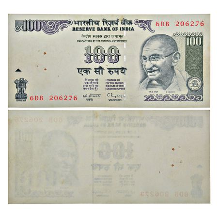 100 rupees, misprint, Gandhi series, ND (1992-1997), signed by C. Rangarajan, without inse