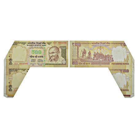 500 rupees, misprint note, Gandhi series, 3rd issue, 2015, signed by Raghuram Rajan, inset