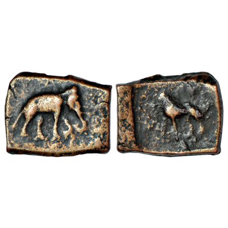 Post-Mauryan, uninscribed die-struck copper coin of Taxila region (185-160 BC), MAC 4401-4