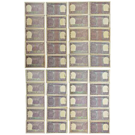 1 rupee, 20 full packets of 100 notes each, includes Phila India Paper Money book no. A23-