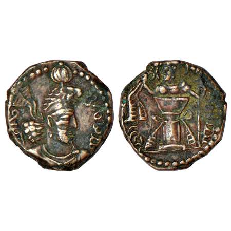 Kushano-Sasanians, copper drachm of Hormizd I (265-295 AD), MAC1280-1283, 2.56g. Obv: Drap