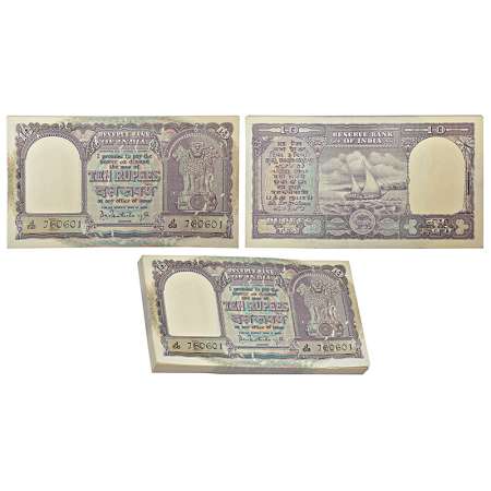 10 rupees, full packet of 100 notes, Boat series, ND (1962-1967), signed by P.C. Bhattacha