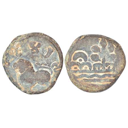 Kumaras of Karhad - Kumara Isamula (c.60-80 AD), lead coin in 'Junnar lion' type, unlisted