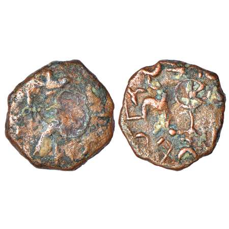 Western Kshatrapas, Kshaharata dynasty, copper coin of Bhumaka (c.10-33 AD), Fishman 4.5, 