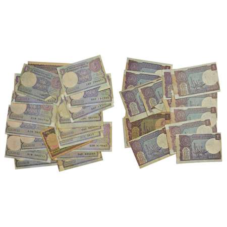 1 rupee, group of 19 misprint notes, various years, various signature of secretary, variou