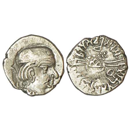 Western Kshatrapas, Karddamaka dynasty, silver drachm of Vishwasena as Kshatrapa, (293-304