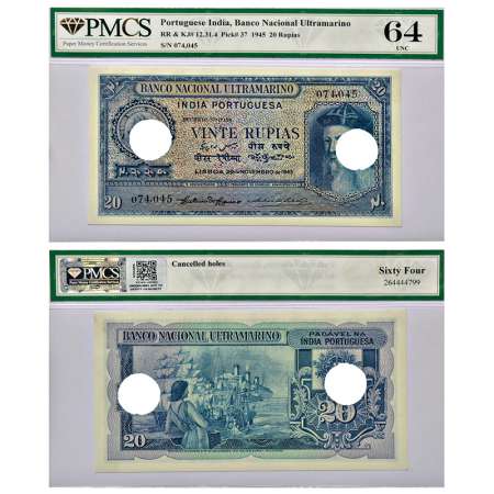 Indo-Portuguese Territories, 20 rupias, 6th issue, 29th November 1945, signed by Antonio D