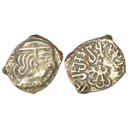 Gupta Empire - silver drachm of Kumara Gupta I (415-450 AD), 'Western India' type, dated G