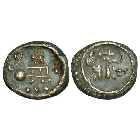 Eastern Chalukyas, unattributed alloyed copper coin, post-Vishamasiddhi period, (c.700-800