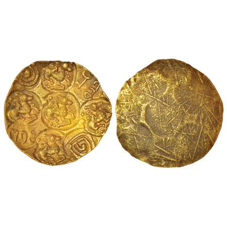 Nolambas of Nolambavadi - gold punch-marked gadyana of Polalachola II 'Nanni Nolamba' (c.9