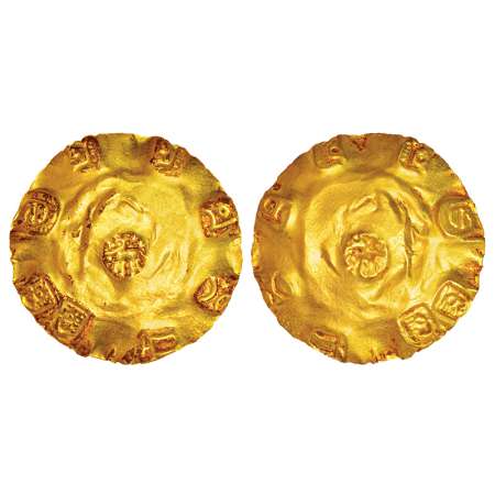 Chhindaka Nagas of Chakrakota, gold punch-marked gadyana of Someshvara Deva, (c.1000-1100 