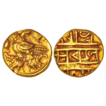 Vijayanagar Kingdom, Tuluva dynasty, gold ½ pagoda of Achutharaya (1529-1542 AD), MCSI-I 6