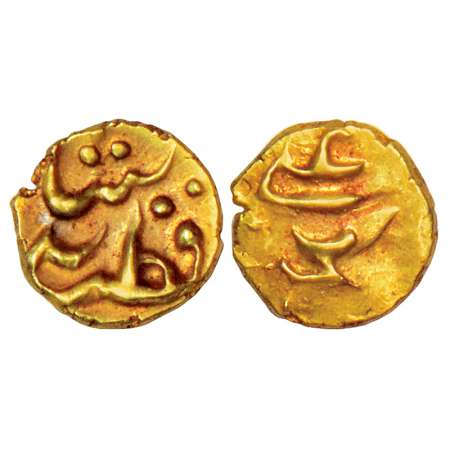 Qutb Shahs of Golkonda - Gold fanam of Muhammad Quli Qutb Shah (1580-1611 AD), G&G Q8, 0.3