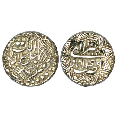 Akbar (1556-1605 AD), silver rupee, Lahore mint, Tir 49, legend within quatre foil border 