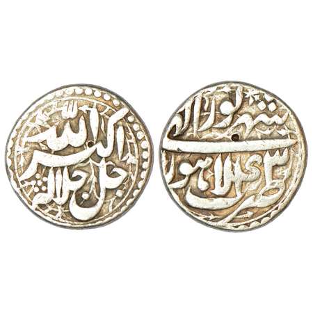 Akbar (1556-1605 AD), silver rupee, Lahore mint, Shahrewar 43, KM 93.11, 11.13g, broad fla