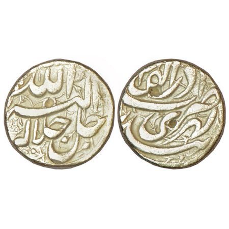 Akbar (1556-1605 AD), silver rupee, Lahri Bandar mint, Azar, KM 93.12, 11.07g. Obv: Jal Ja