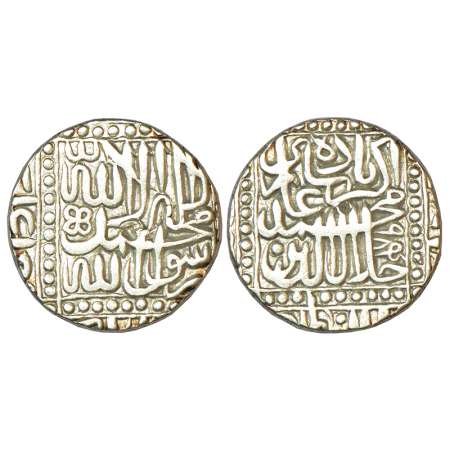 Akbar (1556-1605 AD), silver rupee, Dar ul-Khilafat Malpur mint, AH 984, KM 80.14, 11.35g.