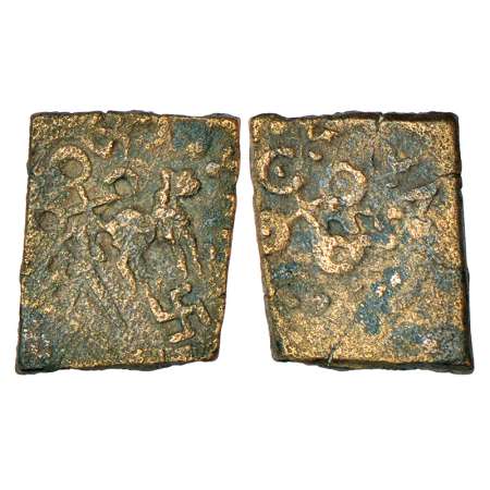 Ancient Marathwada, post-Mauryan inscribed die-struck monarchical coinage - copper coin of