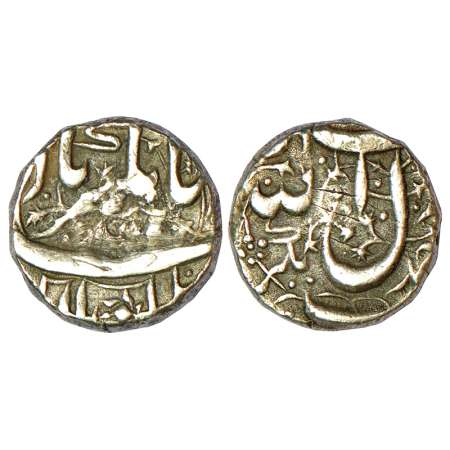 Jahangir (1605-1627 AD), silver ½ rupee, Ahmadnagar mint, KM 134.1, 5.55g. Ex-mount, Very 
