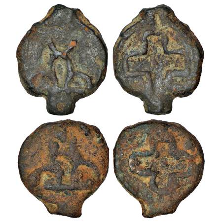 Early uninscribed cast copper coin (2), (200-100 BC), Deccan series, Piper 527, 9.23g and 
